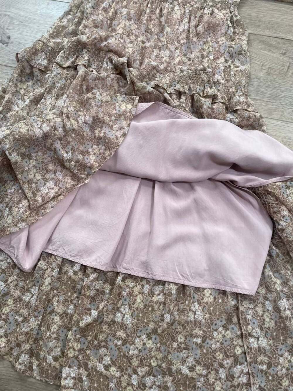Noralee Floral Tiered Maxi Dress Small Long Sleeve Lined Romantic Boho Pink - Picture 10 of 13